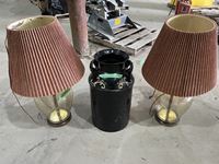    (2) Vintage Lamps and Antique Painted Cream Can