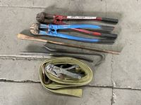    (3) Pry Bars, (2) Bolt Cutters and Ratchet Strap