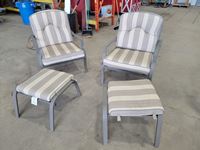    (2) Lawn Chairs with Foot Stools
