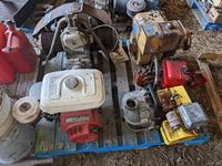    (3) Small Engines, 2 Inch Pump & IEL Antique Chain Saw