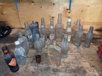    Qty of Antique Bottles, Metal Kettle