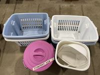    (4) Laundry Baskets and (2) Garbage Cans