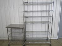    Metal Shelf and Metal Cart w/Stainless Top