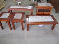    (5) Piece Table Set w/ Stone Inlay