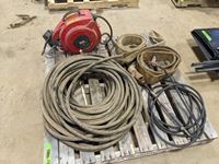    (2) 4 Inch Slings, Large Roll of Air Hose, Air Hose Reel, Tiger Torch