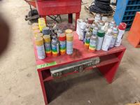    Qty of Spray Paints and Small Shelf Unit