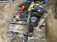   (3) Assorted Hydraulic Cylinders, Track Roller, Ratchet Straps & Control