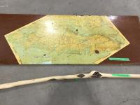    Wooden Plank w/ Map of Vancouver Island and Walking Stick