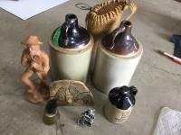    Ceramic Jugs & (5) Antique Figurines
