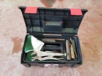 Plastic 16 Inch Toolbox with Assortment of Welding Tools