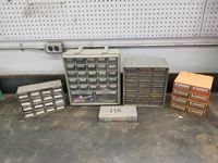 Assortment of Small Bolt Bins with Contents