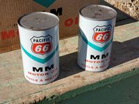 (12) 1 Quart Pacific 66 Motor Oil Cans