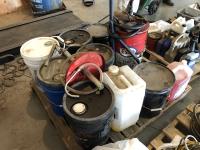 Part Pails of Lubricant, Cart with Drum & Pump, Water Line Antifreeze