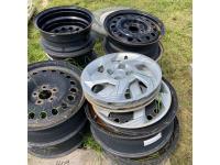 (10) Assorted Rims, (4) Wheel Covers & (1) Trailer Tire