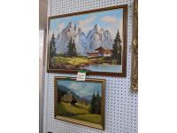 (2) European Mountains Framed Paintings