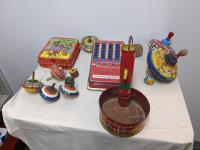 Tin Litho Spinning Tops & Toys