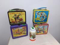 (5) Antique Lunch Boxes and Thermos
