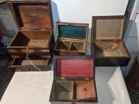 (4) Wooden Boxes & Tea Caddy