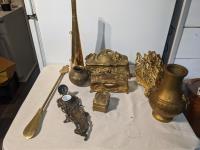 Brass Jewel Boxes, Vase, Letter Holder, Miscellaneous Items