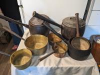 Qty of Brass & Cast Cooking Pots