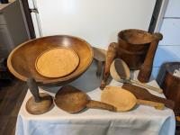 Wooden Kitchen Items with Dough Bowl