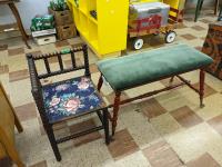    Corner Chair & Ball & Claw Foot Bench