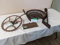    Champion Tractor Seat, Fanning Mill Hand Crank & Sprocket, Frost Woods Lid