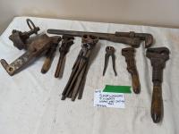 (5) Pipe Wrenches, (5) Nippers & Water Well Pulling Tool