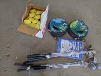 Qty of Bee Traps, Golf Clubs, Soaker Hoses, Tarp