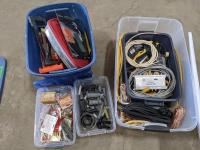 Tote of Electrical Items, (2) Totes of Hand Tools, Tote of Miscellaneous Hardware