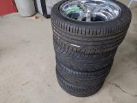 (3) Dunlop 245/40R18 Tires and (1) Sailun 245/40ZR18 Tire On Chrome Rims