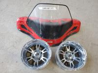 Honda Windshield and (2) ITP Wheels For ATV