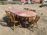 Oak Wooden Table & (6) Wooden Chairs