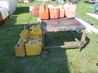    Portable 3 Ft Work Table & (10) Jerry Cans