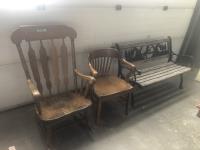    Antique Rocking Chair, Office chair & Bench 
