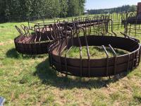 (2) 9 Ft Tombstone Round Bale Feeders