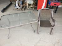 Glass Top Patio Table, Lounger and (4) Chairs