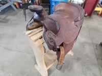 Cloverbar 15 Inch Western Saddle with Stand