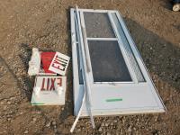 36 Inch Screen Door & (2) Lumicell Exit Signs