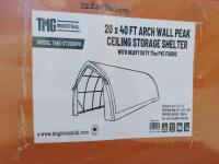 TMG Industrial ST2040PV 20 Ft X 40 Ft Arch Wall Peak Ceiling Storage Shelter
