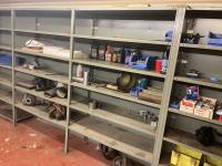 (5) Steel Shelving Units with Contents