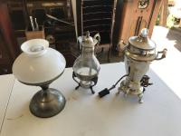 Coffee Maker, Tea Pot & Kerosene Lamp w/ Shade 