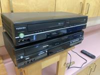 (2) Toshiba VHS/DVD Players & Small Wooden Step