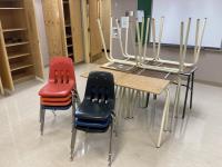 (10) Student Desks & (7) Assorted Chairs