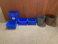 Assortment of Recycle and Garbage Bins