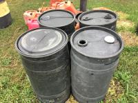 (4) Small Black Poly Barrels