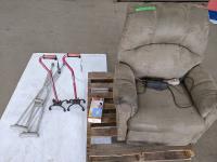 Lift Assist Chair, Crutches, Canes and Heating Pad