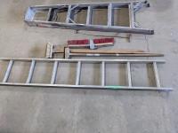 7 Ft Aluminum Ladder, 6 Ft Aluminum Step Ladder, Qty of Brooms