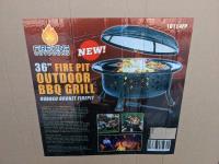 Fire King 36 Inch Round Wood Burning Firepit with BBQ Grate