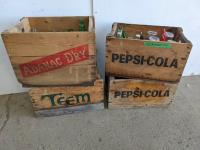 Qty of Vintage Bottles in Wooden Crates
